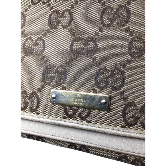 Gucci GG Canvas Beige and White Leather Double Layer Long Wallet - Picture 12 of 16